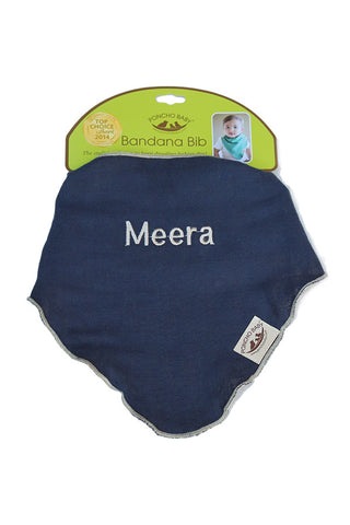 Personalized Bib - Reversible Bandana Navy Blue/Beige