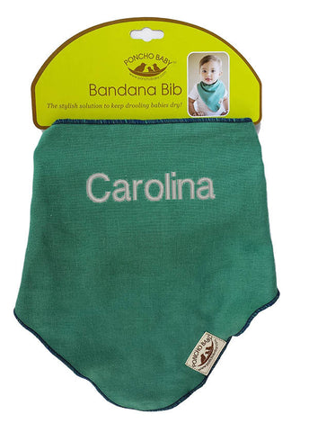 Personalized Bib - Organic Bandana Bib Emerald/Navy