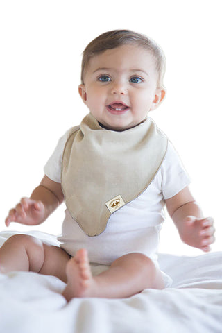 Organic Bandana Bib Reversible Beige/Olive