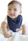 Organic Bandana Bib - Reversible Navy Blue/Beige