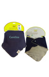 Personalized Bandana Bib - Reversible Navy Blue/Beige