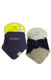 Personalized Bandana Bib - Reversible Navy Blue/Beige