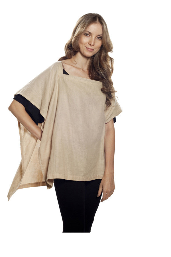 Nursing Cover - 100% Cotton Muslin Beige Square