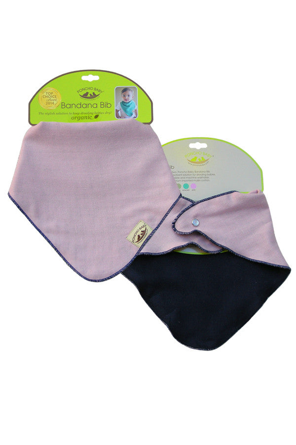 Organic Bandana Bib - Reversible Pink/Navy