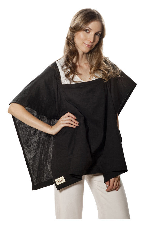 Nursing Cover - 100% Cotton Muslin Black Square