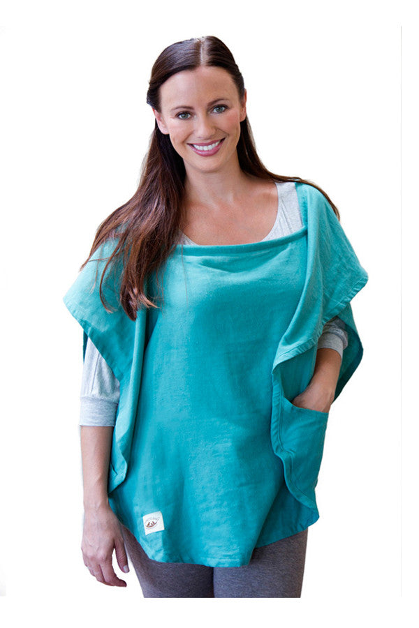 Nursing Cover - 100% Cotton Muslin Emerald Oval