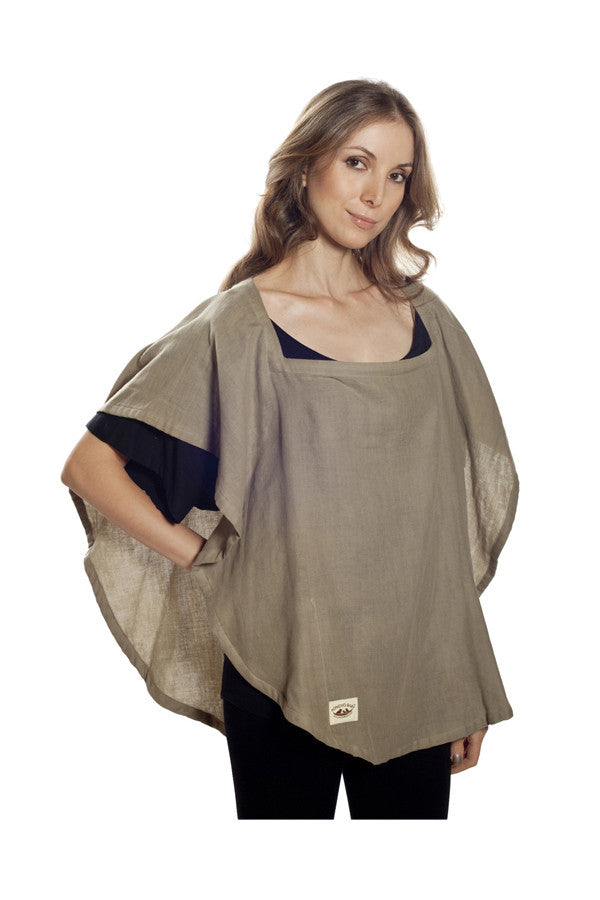 Nursing Cover - 100% Cotton Muslin Olive Oval