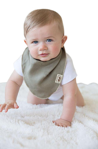 Bandana Bib - Reversible Olive/Beige