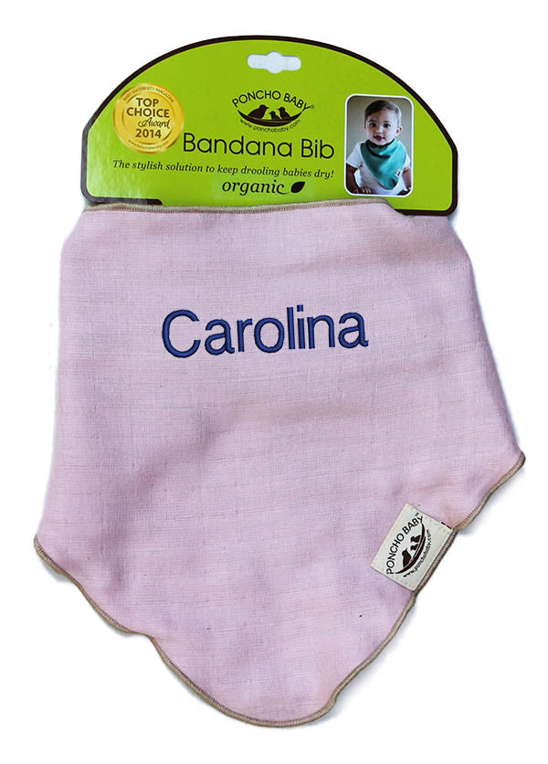 Personalized Bib - Organic Bandana Bib Pink/Beige