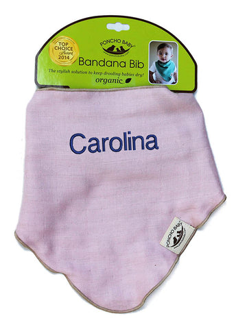 Personalized Bib - Organic Bandana Bib Pink/Gray