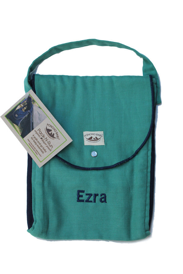 Personalized Diaper Bag - Organic Pack-N-Run™ Emerald/Navy