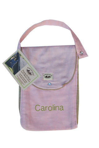 Personalized Diaper Bag - Organic Pack-N-Run™ Pink/Beige