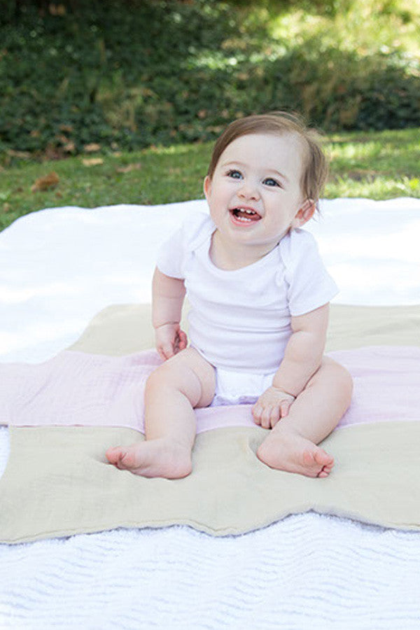 Organic Baby Blanket - Roly Blanket™ Pink/Beige