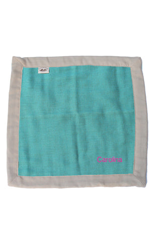 Personalized Security Blanket - Organic Lovey Blanky™ Emerald/Beige