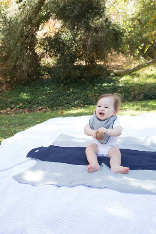 Organic Baby Blanket - Roly Blanket™ Navy Blue/Gray