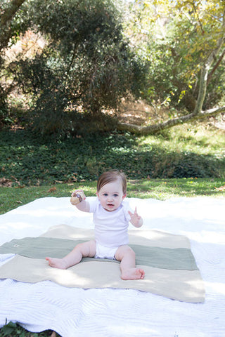 Organic Baby Blanket - Roly Blanket™ Olive Green/Beige